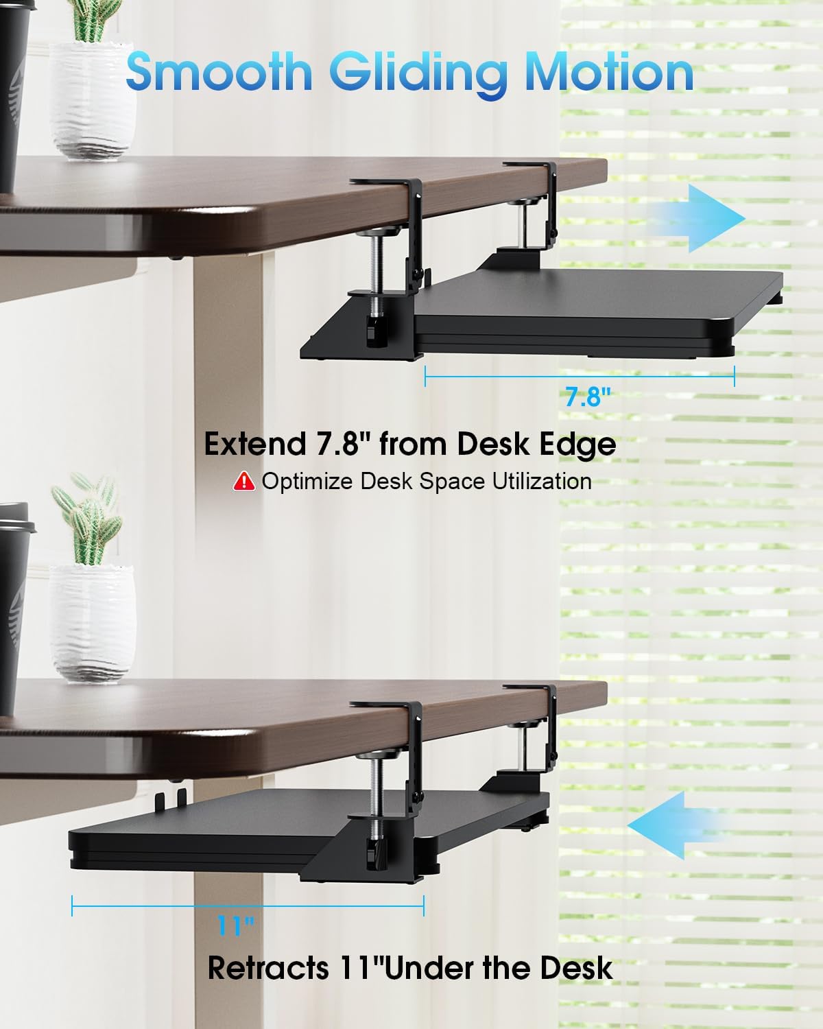 Large Keyboard Tray Under Desk, Pull Out Keyboard & Mouse Tray for Typing