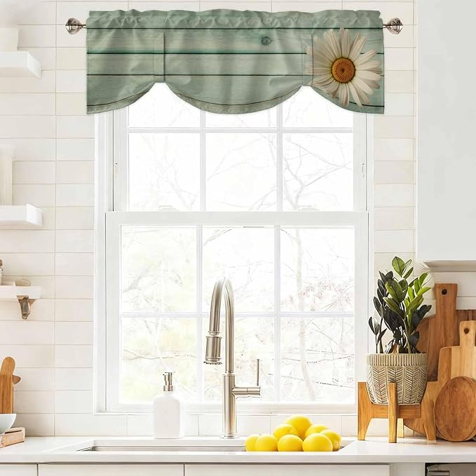 Daisy Flower Tie Up Valance Curtains