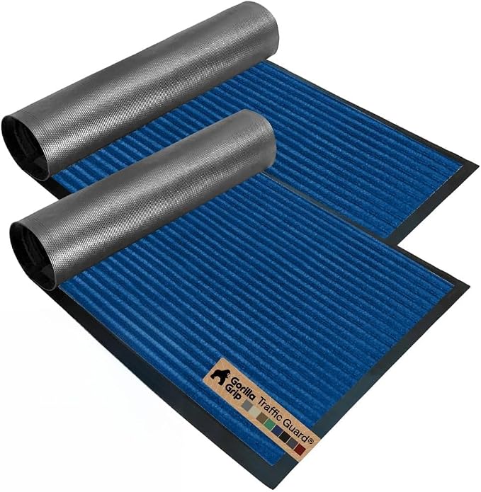 GORILLA GRIP Waterproof Traffic Guard Door Mat, 2 Pack Heavy Duty Entryway Mats