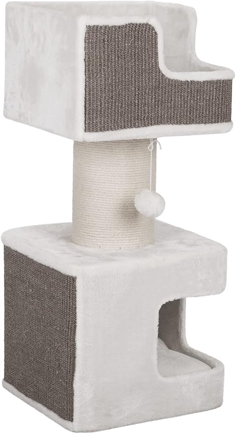 Trixie Ava Cat Tree – Cat Tower with Condo & Thick Scratching Post, Includes Removable Cushions – Indoor Cat Furniture for Scratching & Climbing – Gray, 16.5" x 16.5" x 33.9"