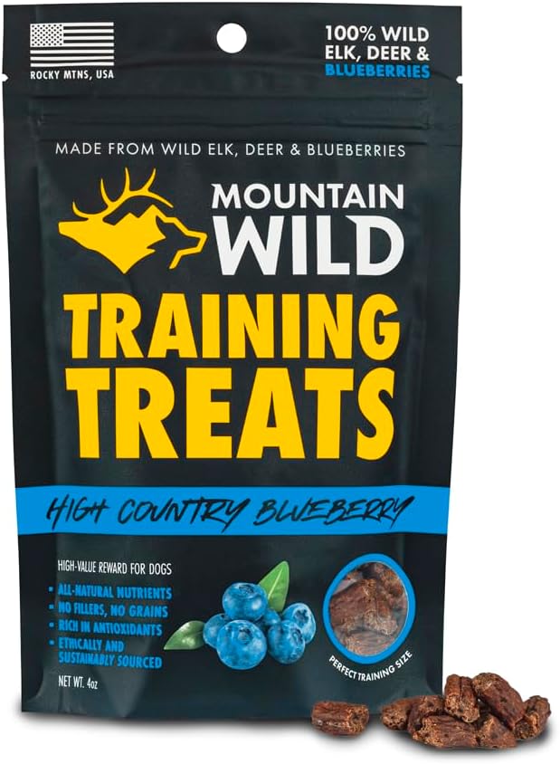 High Country Wild Blueberry Elk & Venison Training Dog Treats - Natural Grain-Free Puppy & Dog Snacks - Protein for Training & Reward - No Fillers, No Artificial Preservatives, 4oz 1 Pack