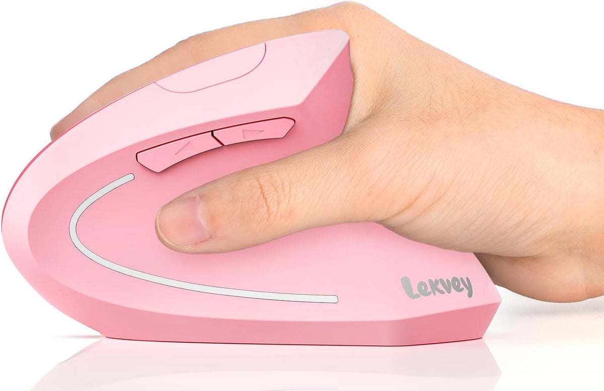 Lekvey Ergonomic Mouse, Rechargeable Vertical Wireless Mouse, Pink