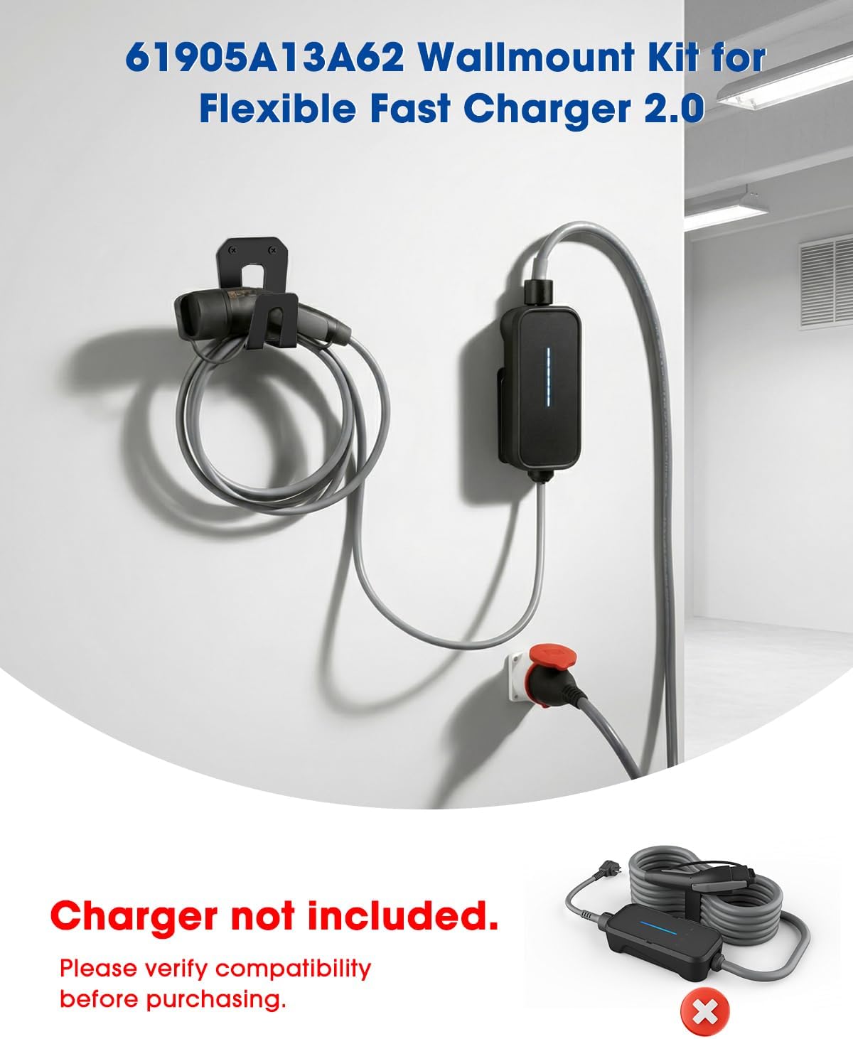 Wall Mount Organizer Kit for BMW Flexible Fast Charger 2.0, 3-Piece Garage Charger Holder with Cable Management, PETG + Metal Support, Charger Not Included