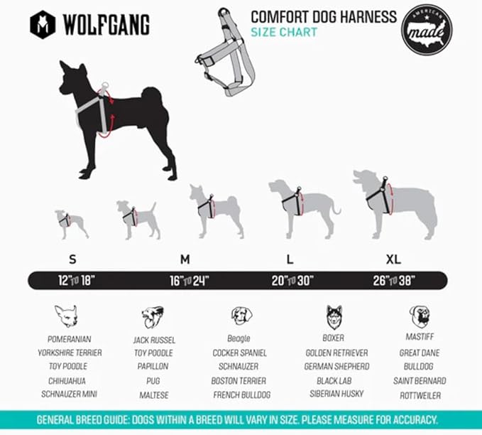 Wolfgang Heavy Duty Adjustable Dog Harness, Pull-Tested to Over 800 lbs for Walking & Training, NightOwl Print, Medium