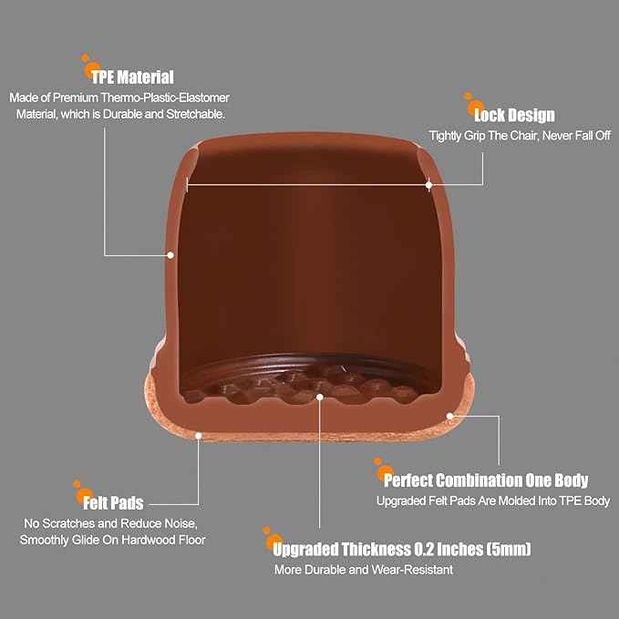 Ezprotekt 24 Pcs Square Chair Leg Floor Protectors