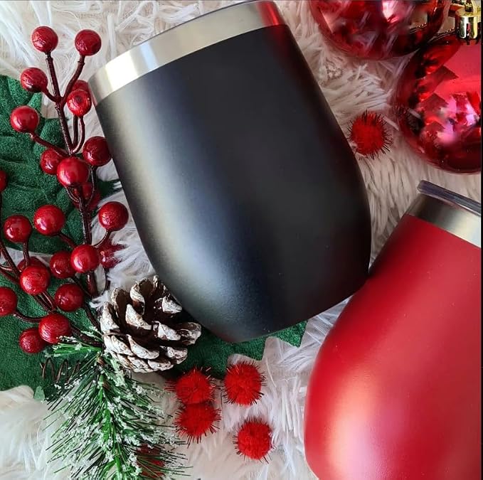 CHILLOUT LIFE 12 oz Stainless Steel Wine Tumblers 2 Pack