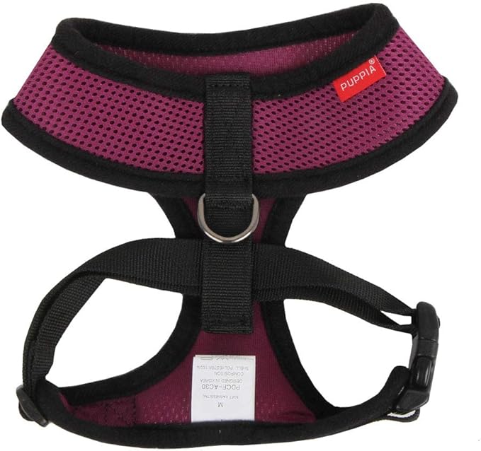 Puppia Soft Dog Harness No Choke Over-The-Head Triple Layered Breathable Mesh Adjustable Chest Belt and Quick-Release Buckle, Purple, Small