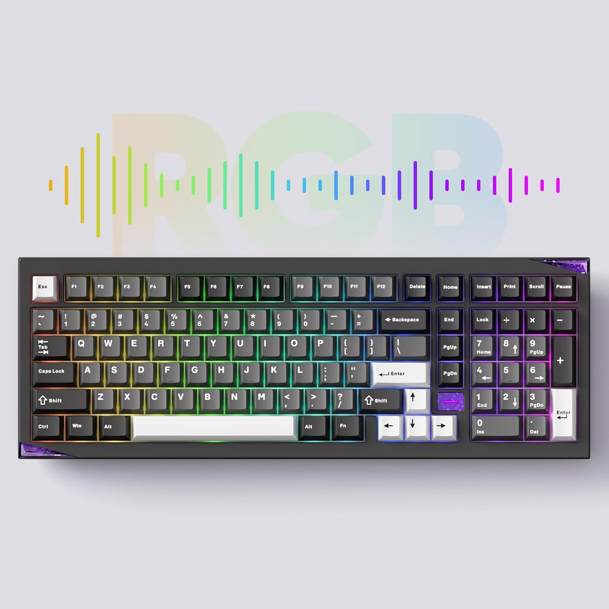 Akko Gem 02 QMK/VIA Aluminum Mechanical Keyboard Tri-Mode RGB Hot-swappable Wireless Gaming Keyboard, Black and Silver, Pre-lubed Mirror Switch