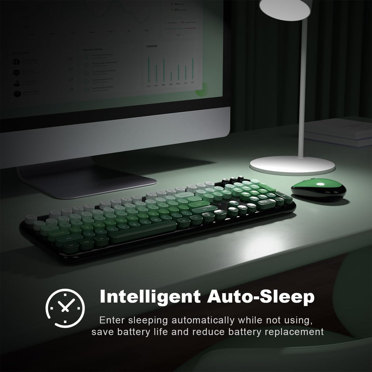MOFII Wireless Keyboard and Mouse Combo,2.4G Typewriter Keyboard Quiet Mice