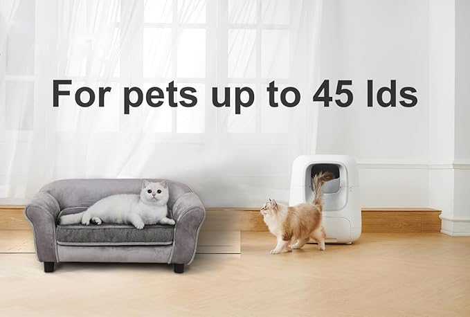 Getifun Small Dog Sofa Bed, Velvet Cat Bed Couch,Pet Sofa with Washable Cushion & Plastic Legs (29 x 16 x 12.7 inches (Gray)