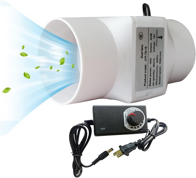 3Inch Inline Duct Fan 10W Air Extractor Booster 12V Air Diffuser Circulation