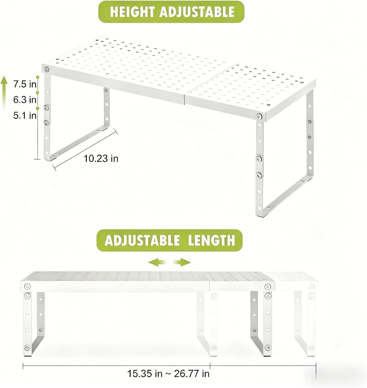 RUILALIFE Expandable Cabinet Organizer Shelf With Adjustable Height, Stackable Kitchen Countertop Organizer Rack, Adjustable Shelf Riser For Kitchen Counter, Pantry, Cupboard, Desk, Tabletop