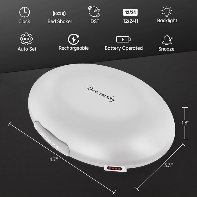 DreamSky Vibrating Alarm Clock for Heavy Sleepers
