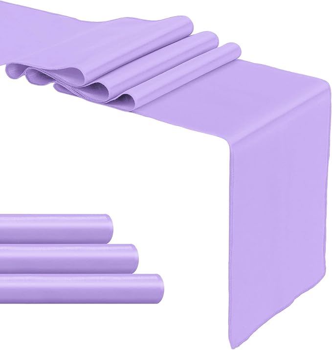 4-Pack Lavender Satin Table Runner 12 x 108 Inch Long Bright and Smooth Silk