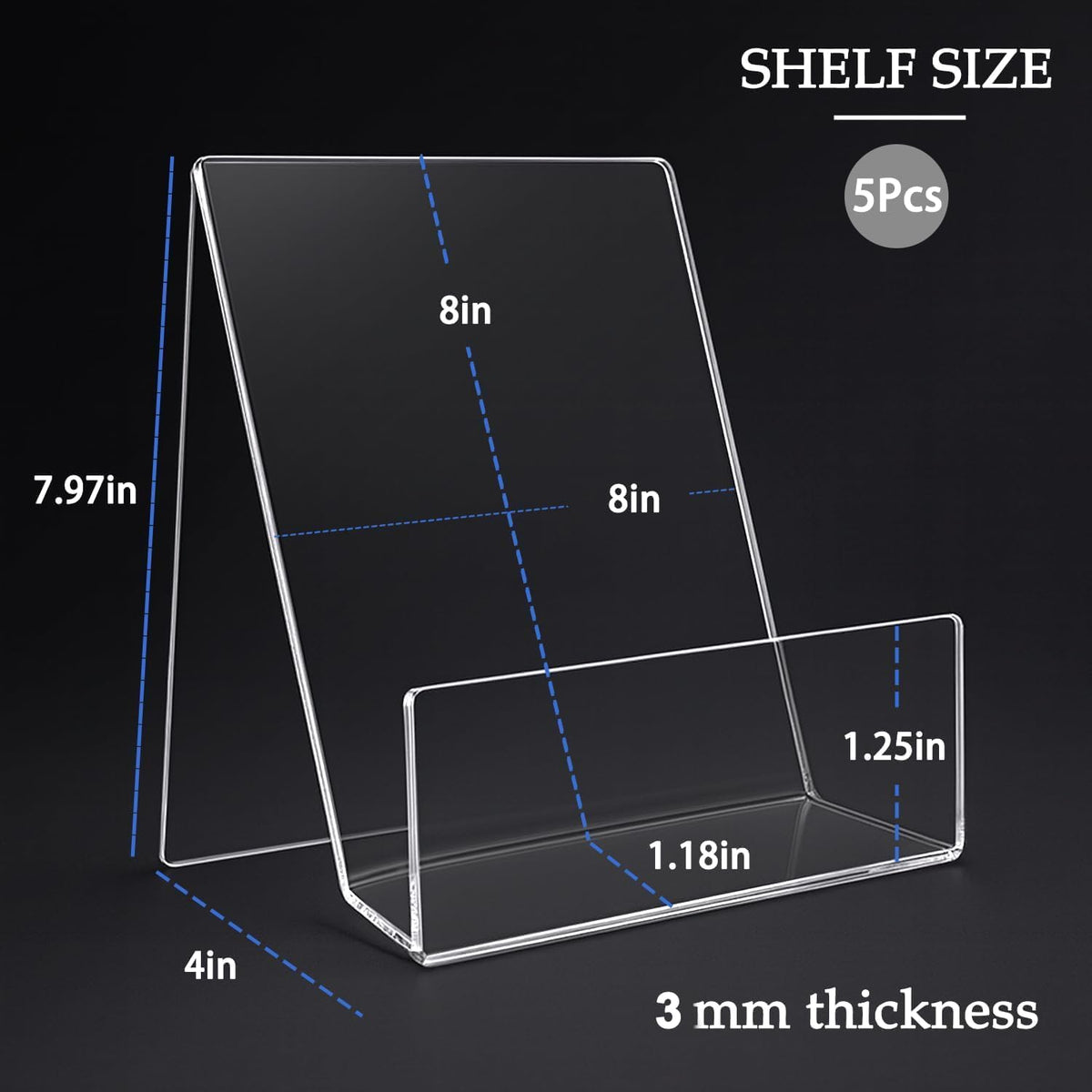 Large Acrylic Book Stand for Display - 5 Pack