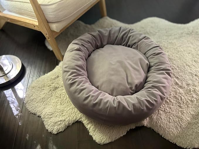 Organic Cotton Canvas Dog Bed: Removable Cover, Natural Fill - Made in USA (Blue Gray, Small 24" x 7" inches)