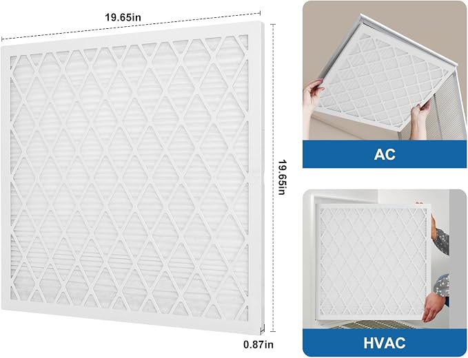20x20x1 MERV 11 Air Filter, Quality AC/HVAC Furnace Filter，2 Reusable ABS Frame