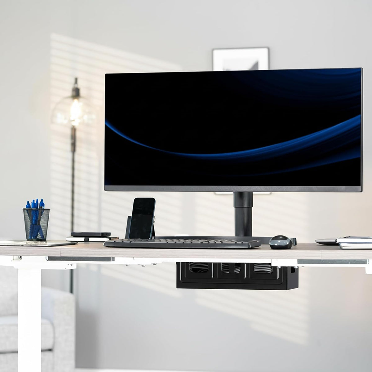 VIVO Black Flip-Open 16 in Cable Management Box, Desk-ACCBM1