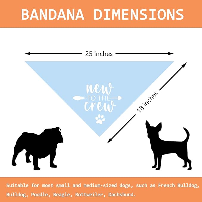New to The Crew Dog Bandana Puppy Gift for New Owners Gender Reveal Dog Scarf Accessories Baby Announcement Photo Props for Large Medium Small Dogs (Blue)