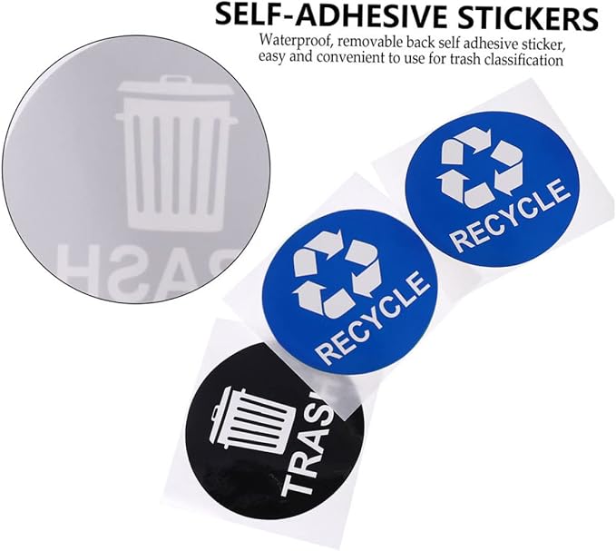 Tofficu 8pcs Hanging Trash Can Stickers Garbage Recycling Decals Material