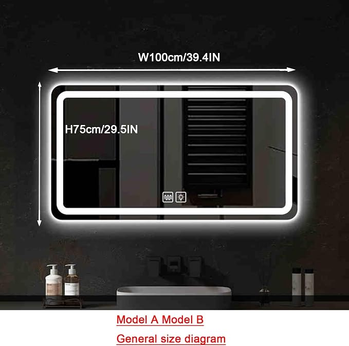 Bathroom Mirror with LED Lights，Illuminated Led Bathroom Mirror with Demister