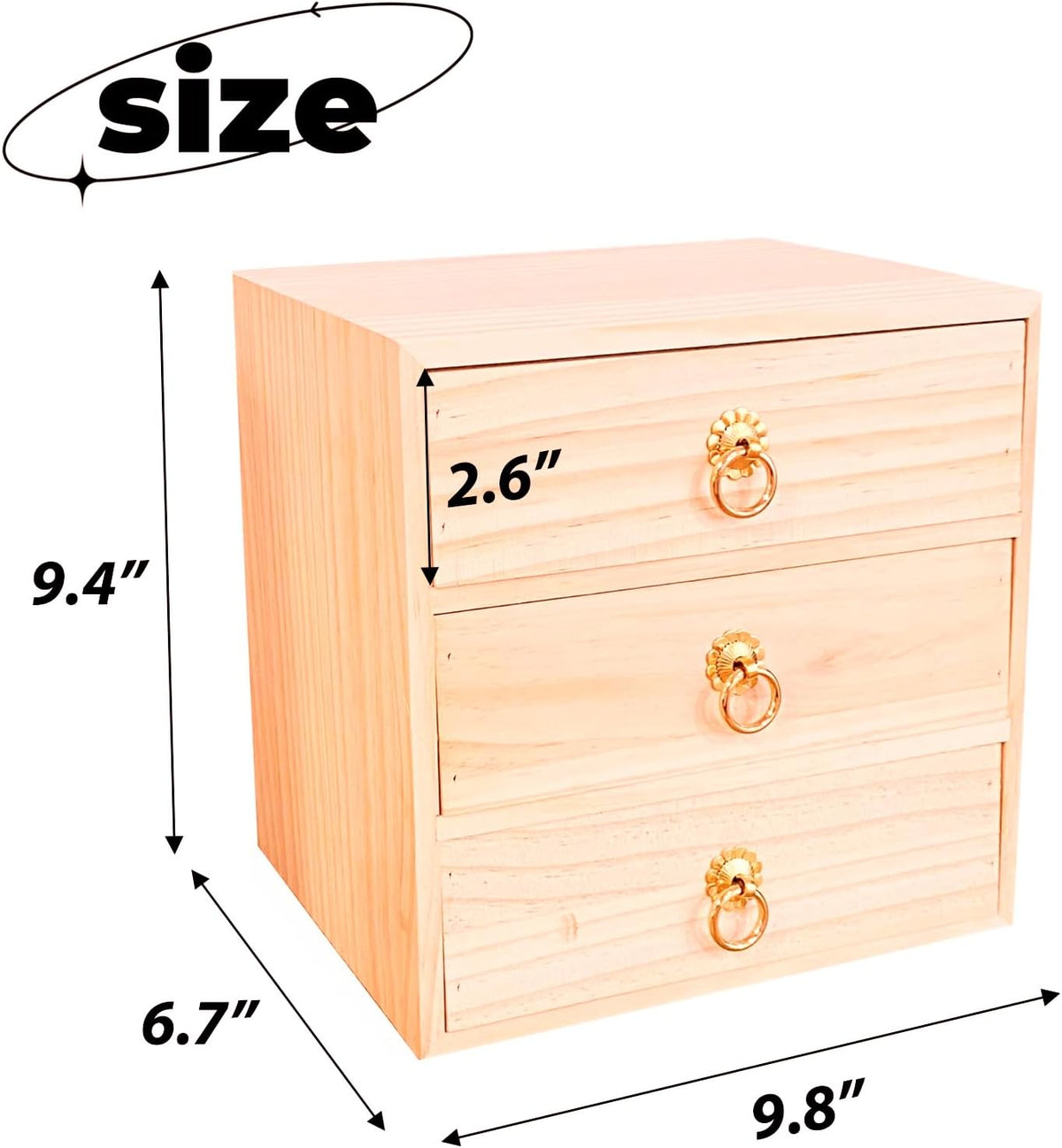 3 Layer Natural Wooden Storage Box Organizer Desk Accessories