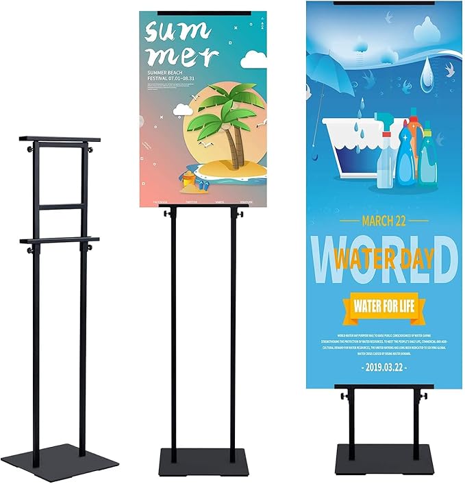 Klvied Heavy Duty Poster Stand with Non-Slip Mat Base, Adjustable Pedestal Sign Stand Up to 78 inch, Double Side Floor Banner Stand for Board & Foam Display