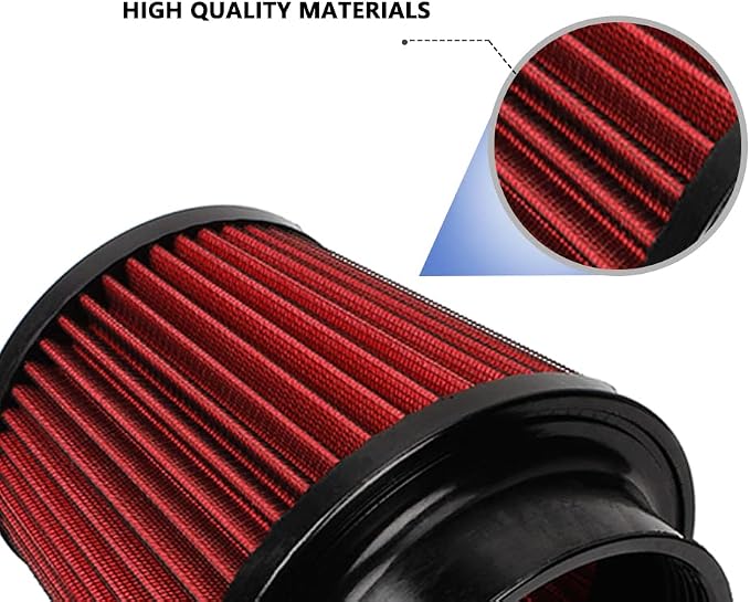 Red 3" 76mm Inlet Cone Replacement Dry Air Filter High Flow Car Performance