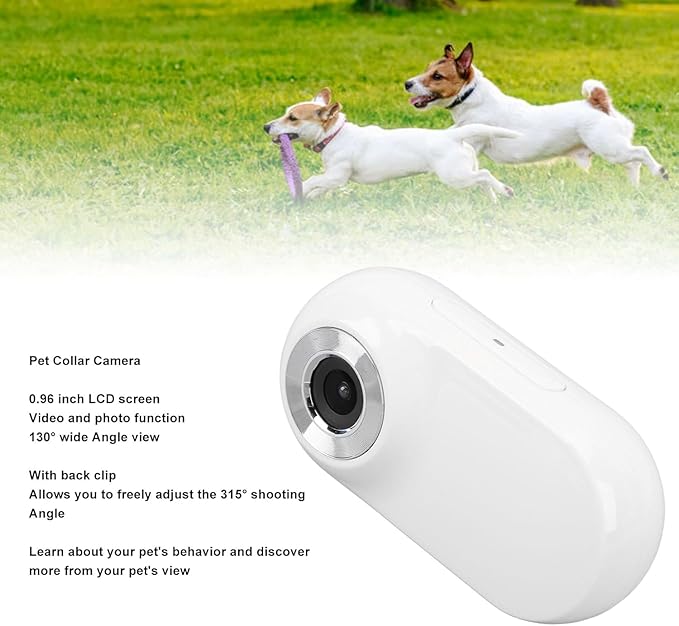 Hd 1080p Cat Camera Collar, Adjustable Wireless Pet Tracker with Memory Card, Mini Action Camera for Dogs & Cats, Video Recording & Monitoring White 64GB
