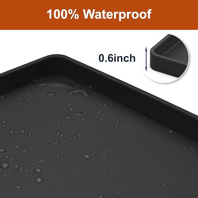 Extra Thick Silicone Mat Waterproof with Raised Edge 22" x 19", Under Sink Mat for Kitchen & Bathroom, Kitchen Cabinet Liner, Multi-Purpose for Storage & Protection, Black