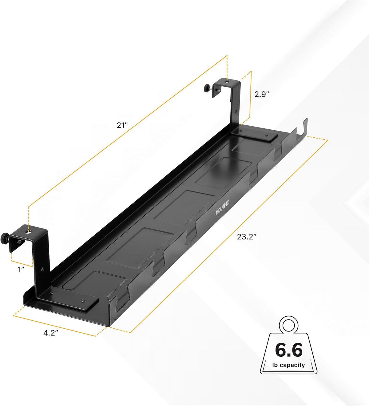 Mount-It! Premium Under Desk Cable Management Tray – 23" Heavy-Duty Steel Cable Tray & Cord Basket for Standing Desk & Home Office, Secure Crossbar or Screw Mount Wire Organizer (Black)