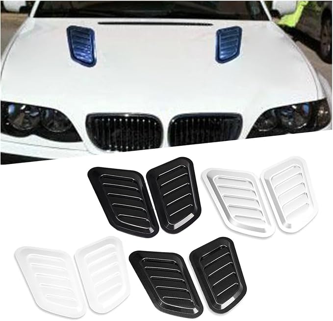 2Pcs ABS Car Air Flow Intake Hood Scoop Vent Bonnet Cover Universal DIY