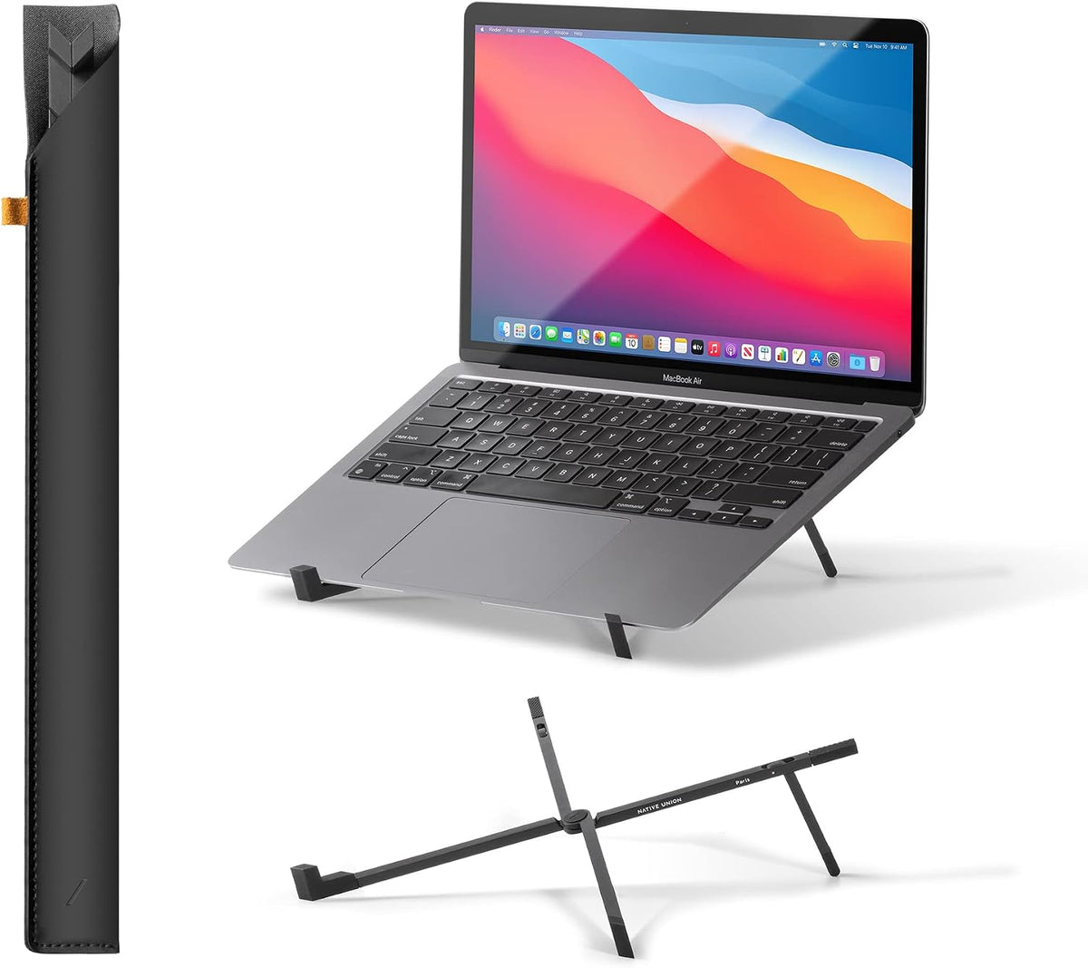 Native Union Fold Laptop Stand – Ultra-Slim Foldable & Portable Laptop Stand – Ergonomic & Optimized Viewing Angle – for 13 to 16 Inch MacBooks & Laptops, 10 to 16 Inch iPads & Tablets (Black)