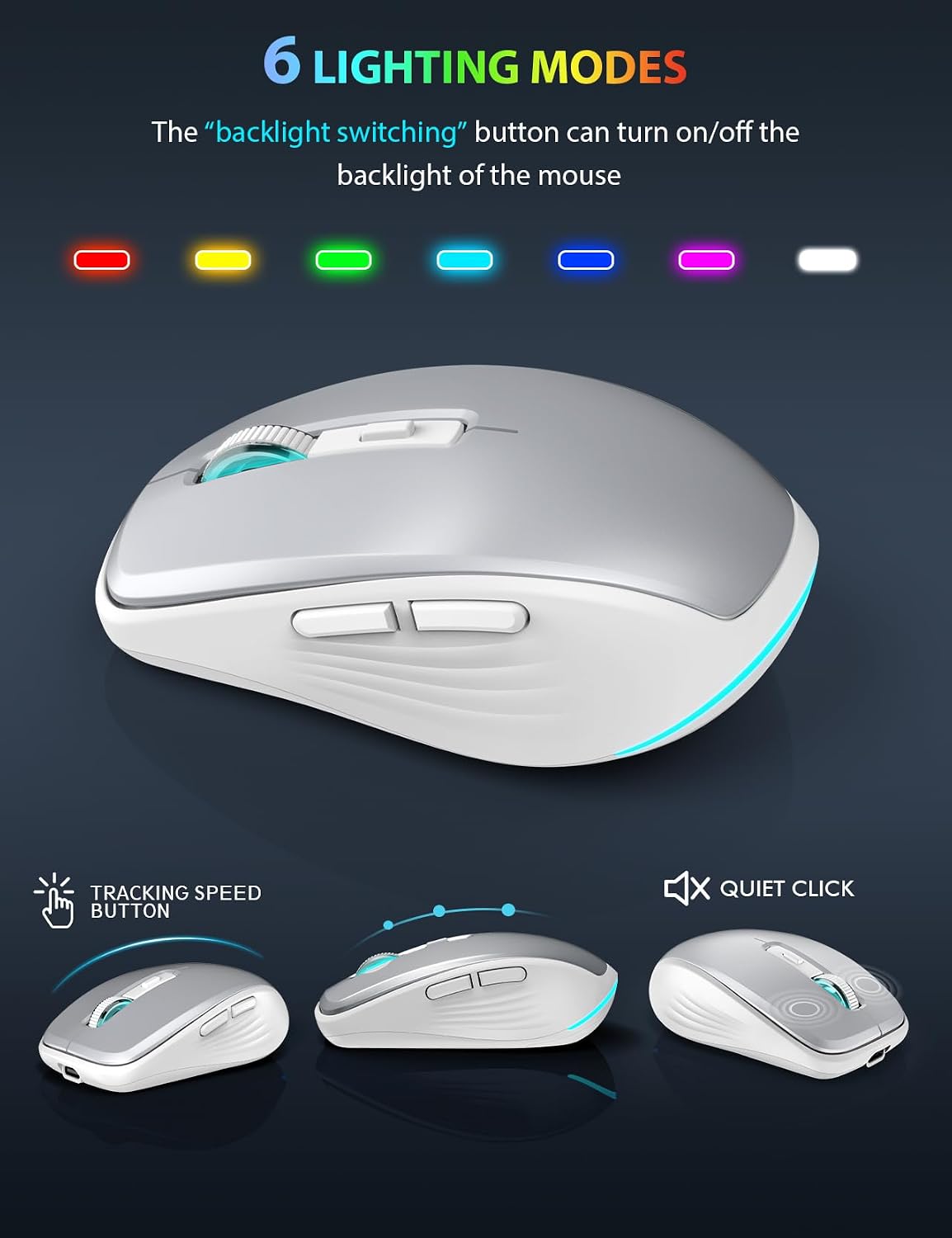 SABLUTE Wireless Keyboard and Mouse Combo, Compact Backlit Scissor Keys