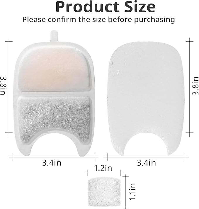 Cat Water Fountain Filter Pet Drinking Fountain Filter for 135 fl.oz/4L Wilreless Cat Water Fountain-6 Set Replacement Filters with Sponges