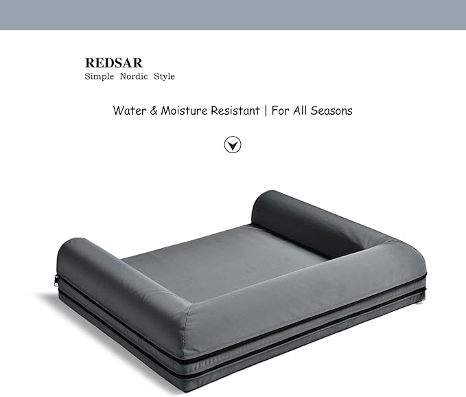 Dog Bed for Extra Large Dogs, XXL Size Chew Proof Orthopedic Mattress, Compressible Washable Dog Sofa for Great Dane, Saint Bernard, Mastiff, Rottweiler (Grey)