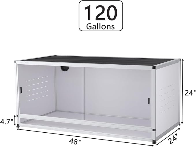 Reptile Terrarium 120 Gallon Large, PVC Enclosure Breeding Tank for Bearded Dragon Gecko Lizard Snake, Wide Breeding Lounge Vivarium Area with Ventilation, Suit for Juvenile to Adult Reptiles