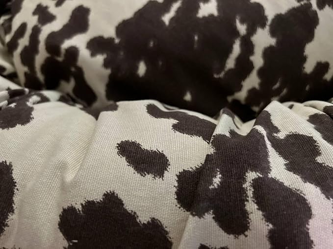 Organic Cotton Canvas Dog Bed: Removable Cover, Natural Fill - Made in USA (Cow Print Brown White, X Large 42" x 8" inches)