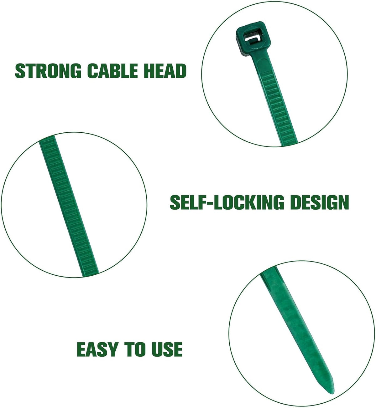 Zip Ties Assorted Sizes(4”+6”+8”+12”), 2000 Pack,Green Cable Ties,Multi-Purpose Self-Locking Nylon Cable Cord Management,Plastic Wire Ties for indoor and outdoor use.