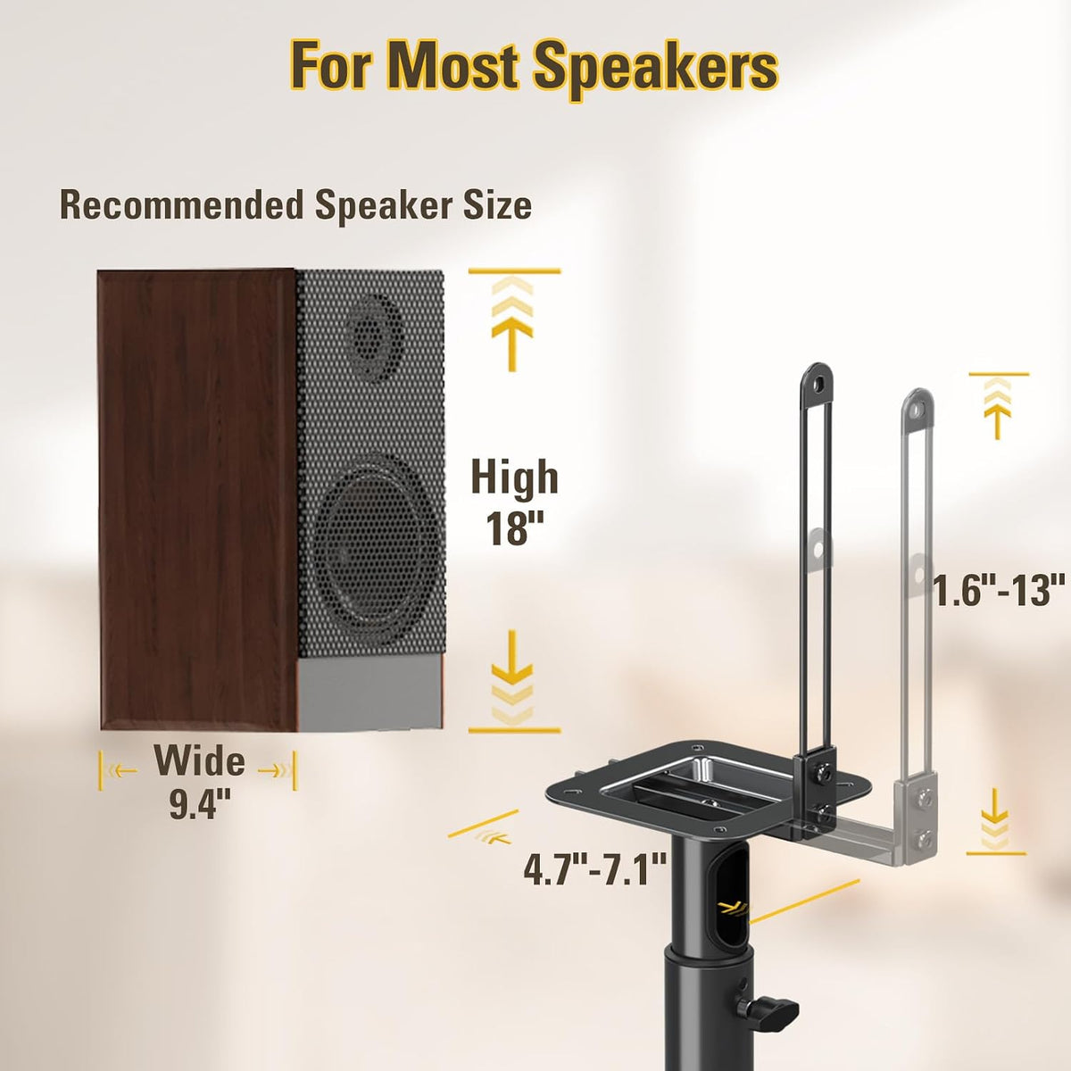 Mounting Dream Height Adjustable Speaker Stands for Bookshelf Speakers