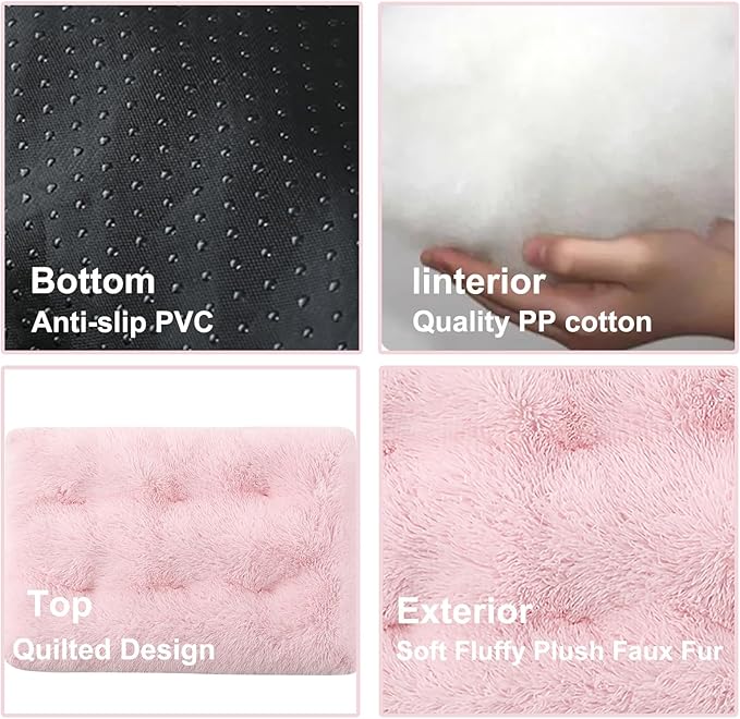 Dog Crate Mat, Dog Bed for Large Dogs, Comfy Fluffy Kennel Pad Anti-Slip for Dog beds & Furniture, Quilted Dog Bed for Pets for Medium/Small Dogs Cats (Color : Pink, Size : 43x29)