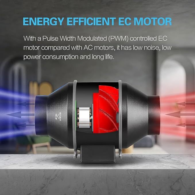 iPower 4" Smart Inline Duct Fan
