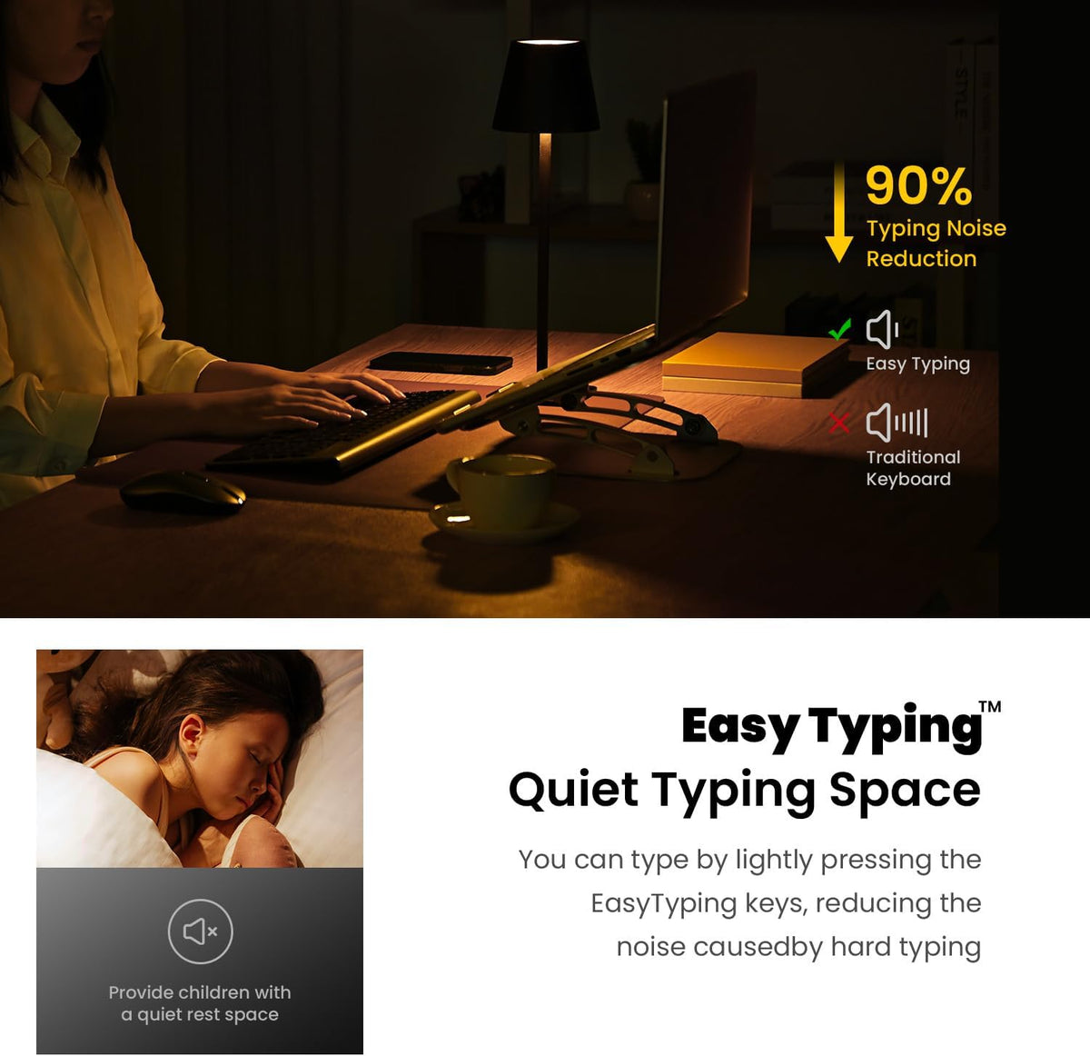 cimetech EasyTyping KF10 Wireless Keyboard and Mouse Combo, [Silent Scissor Switch Keys][Labor-Saving Keys]Ultra Slim Wireless Computer Keyboard and Mouse, Easy Setup for PC/Laptop/Mac/Windows - Black
