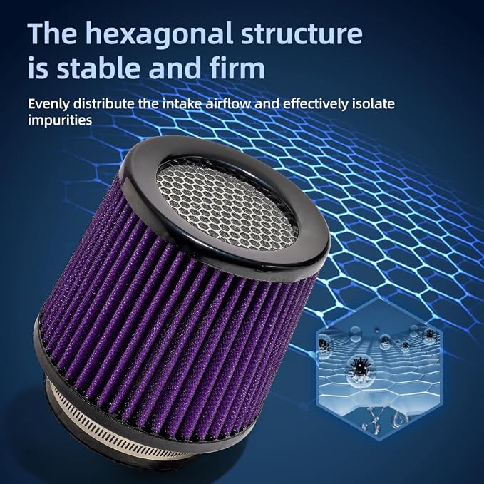 3" 3.5" 4" Inlet Car Replacement Cold Air Intake Filter 76mm 89mm 102mm 3 Sizes
