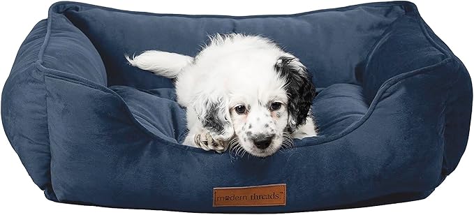 Modern Threads Luxury Dog Bed - Comfortable Tufted Velvet Cushion for Small to Large Dogs - Machine Washable - Durable & Cute Sleep Space for Pets - Pamper Your Pet with Cozy Beds - Denim