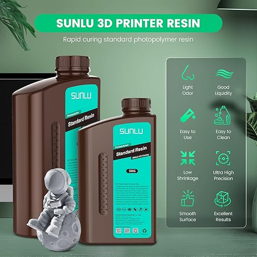 SUNLU 3D Printer Resin 3kg, Fast Curing Standard 3D Resin