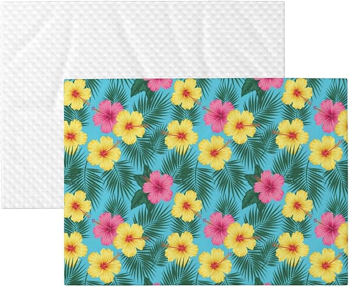 Double Sided Plush Pet Blanket with Cozy Dot Texture and Smooth Reverse, Hawaii Tropical Floral Plants, Reversible Throw for Dogs Cats on Couches Beds Crates
