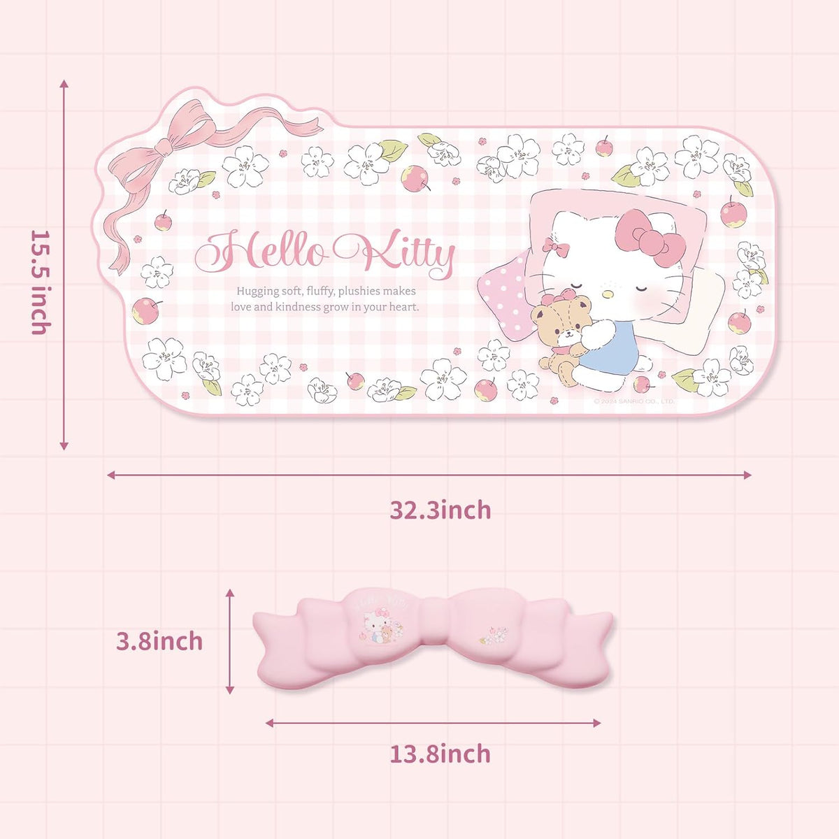 Kuitmor Kawaii Anime Mouse Pad Wrist Rest Support Set - Non-Slip Desk Mat and Memory Foam Bowknot Wrist Rest for Keyboard and Mouse,Perfect for Gaming or Home Office Work - FlowerCat