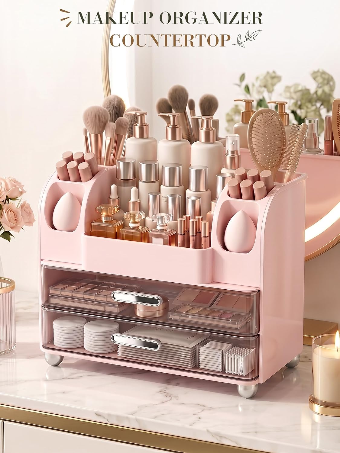 Large Makeup Organizer Countertop for Vanity Skincare Organizers
