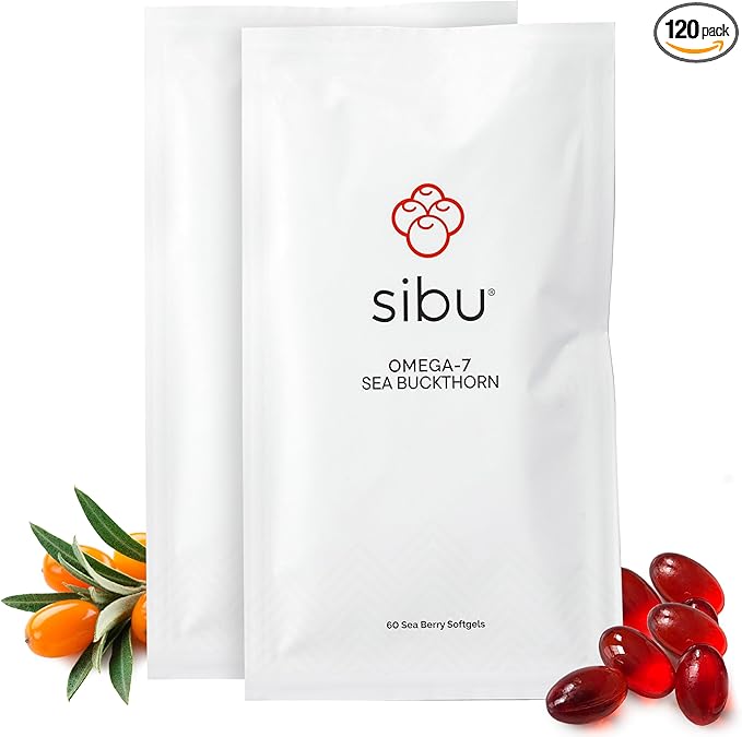 sibu Sea Buckthorn Omega-7 Softgels (60-Day Refill Sachet) – Supplement for Healthy Skin, Hair, Nails and Dryness